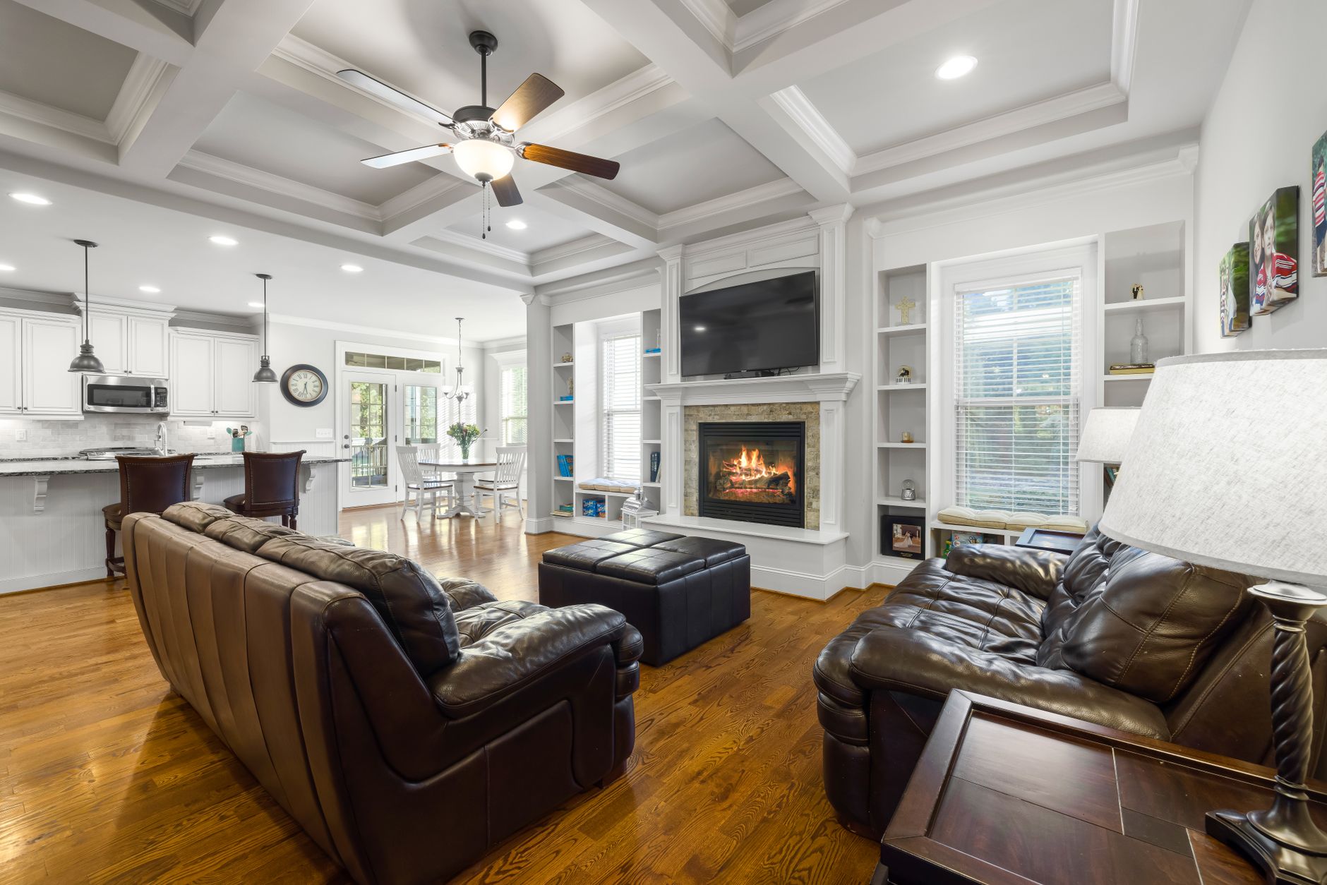 living room with a fireplace