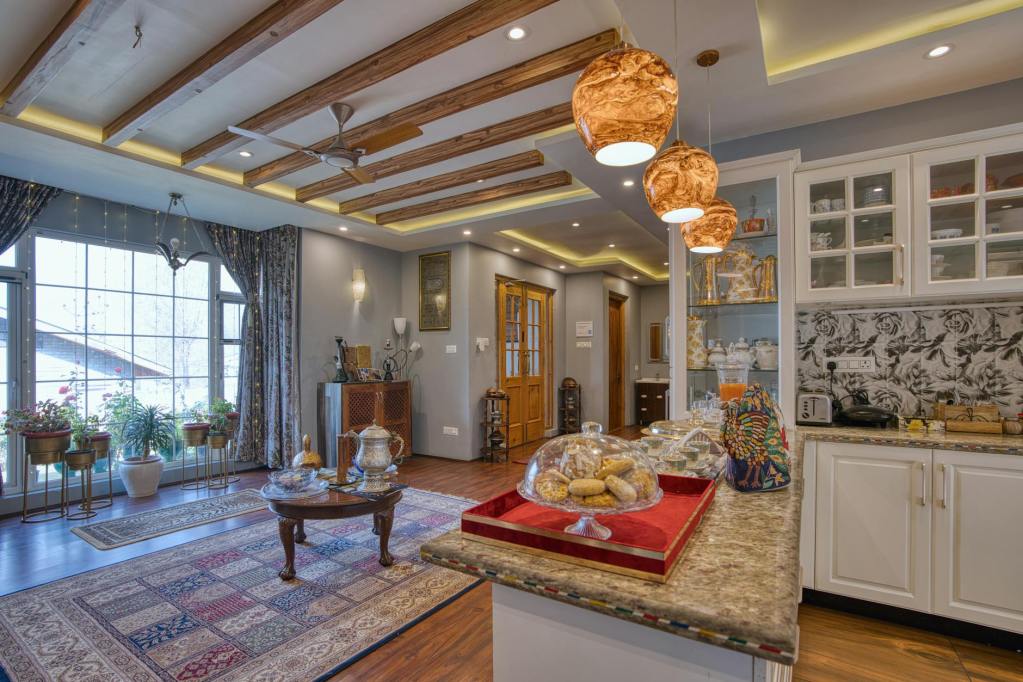 granite countertops kitchen with beautiful view
